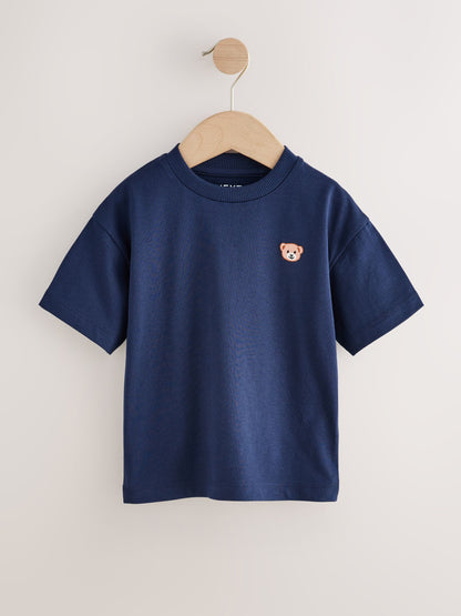 Navy Blue Embroidery Bear Short Sleeve Small Graphic T-Shirt (3mths-7yrs) image 5