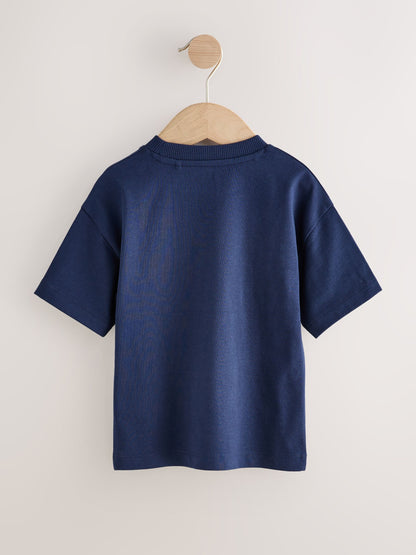 Navy Blue Embroidery Bear Short Sleeve Small Graphic T-Shirt (3mths-7yrs) image 6