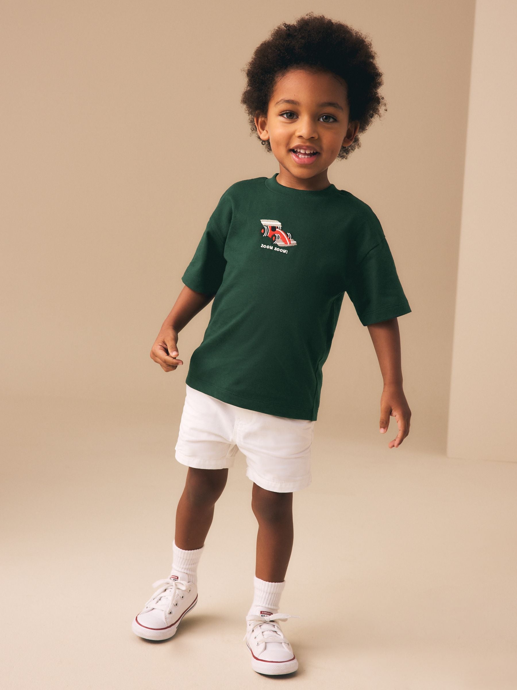 Green Embroidered Race Car Short Sleeve Small Graphic T-Shirt (3mths-7yrs) image 2