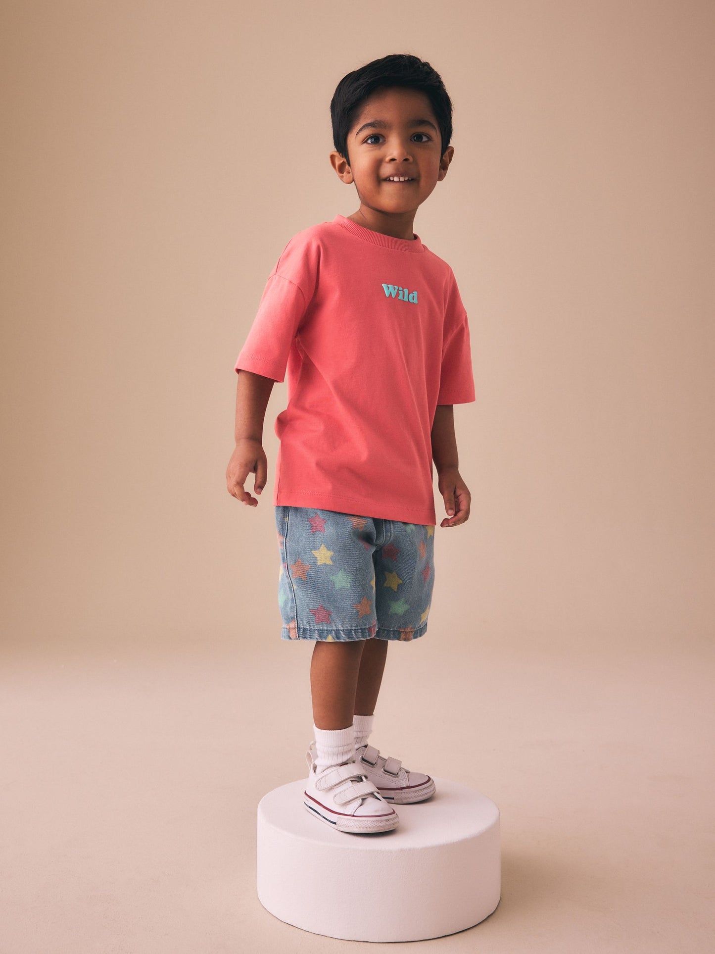 Dsiney Kidz - Coral Pink Wild Slogan Short Sleeve Small Graphic T-Shirt (3mths-7yrs) image 2