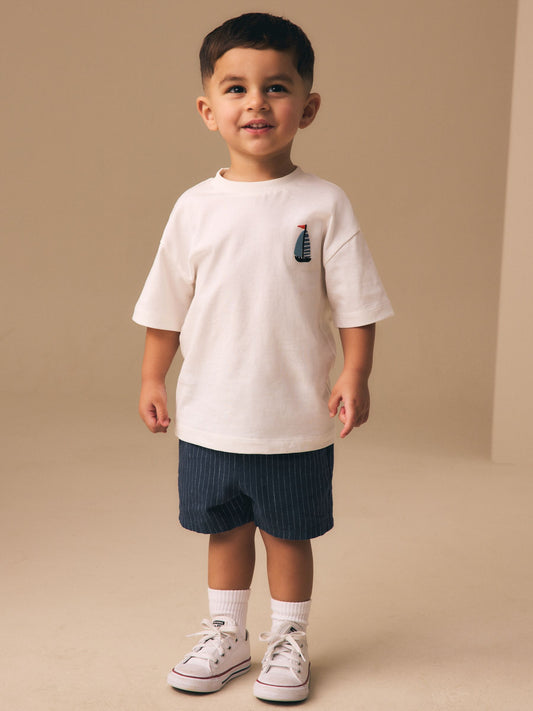 White Boat Short Sleeve Small Graphic T-Shirt (3mths-7yrs) image 2