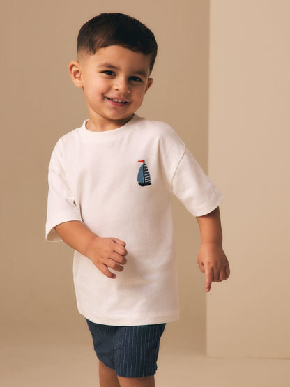 White Boat Short Sleeve Small Graphic T-Shirt (3mths-7yrs) image 4