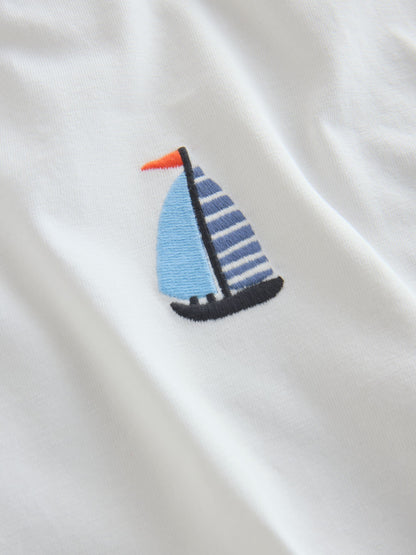 White Boat Short Sleeve Small Graphic T-Shirt (3mths-7yrs) image 8