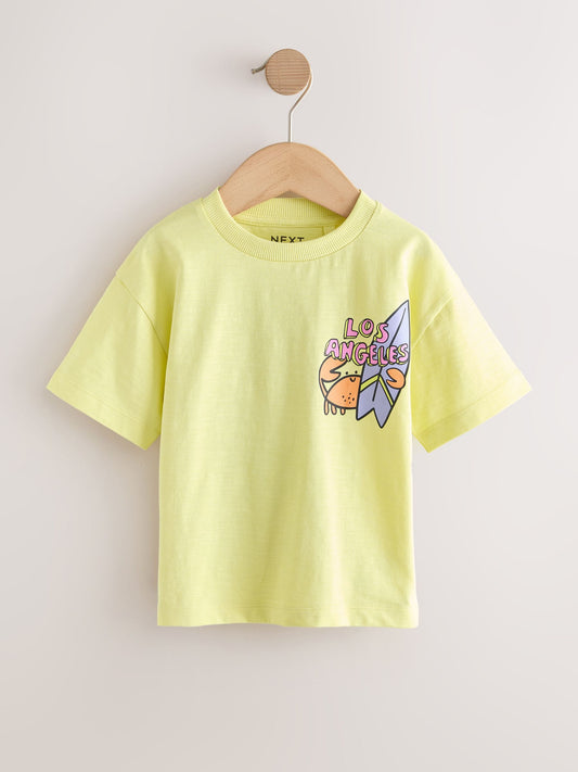 Yellow LA Surf Short Sleeve Graphic T-Shirts 3 Pack (3mths-7yrs) image 3