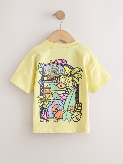 Yellow LA Surf Short Sleeve Graphic T-Shirts 3 Pack (3mths-7yrs) image 3