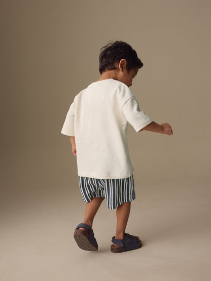 Ecru Textured Short Sleeve T-Shirt and Shorts Set (3mths-7yrs) image 3