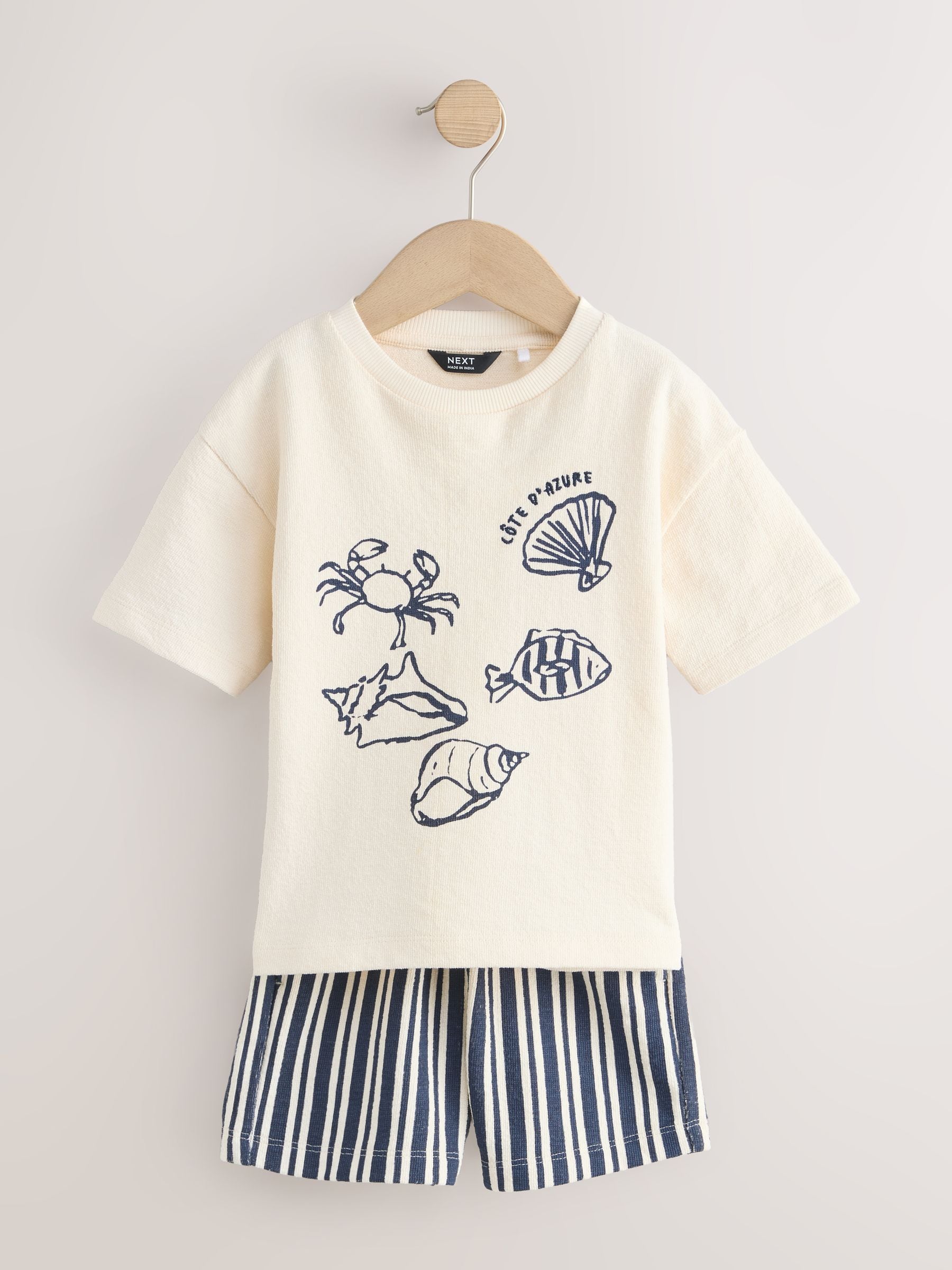 Ecru Textured Short Sleeve T-Shirt and Shorts Set (3mths-7yrs) image 5