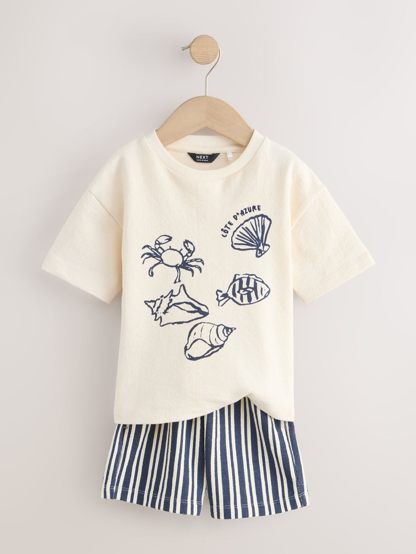 Ecru Textured Short Sleeve T-Shirt and Shorts Set (3mths-7yrs) image 6