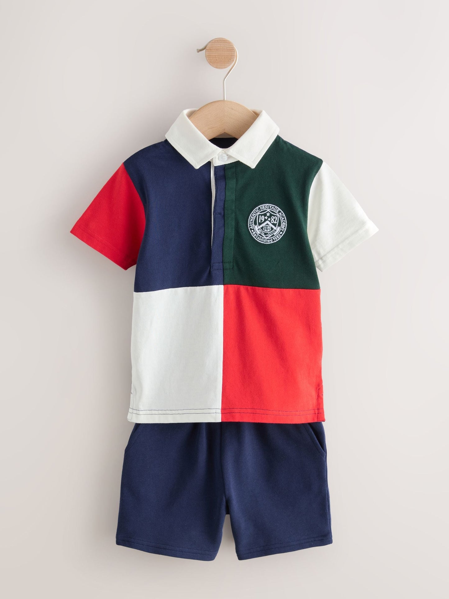 Red/Blue/Green Colourblock Short Sleeve Polo Shirt and Shorts Set (3mths-7yrs) image 5