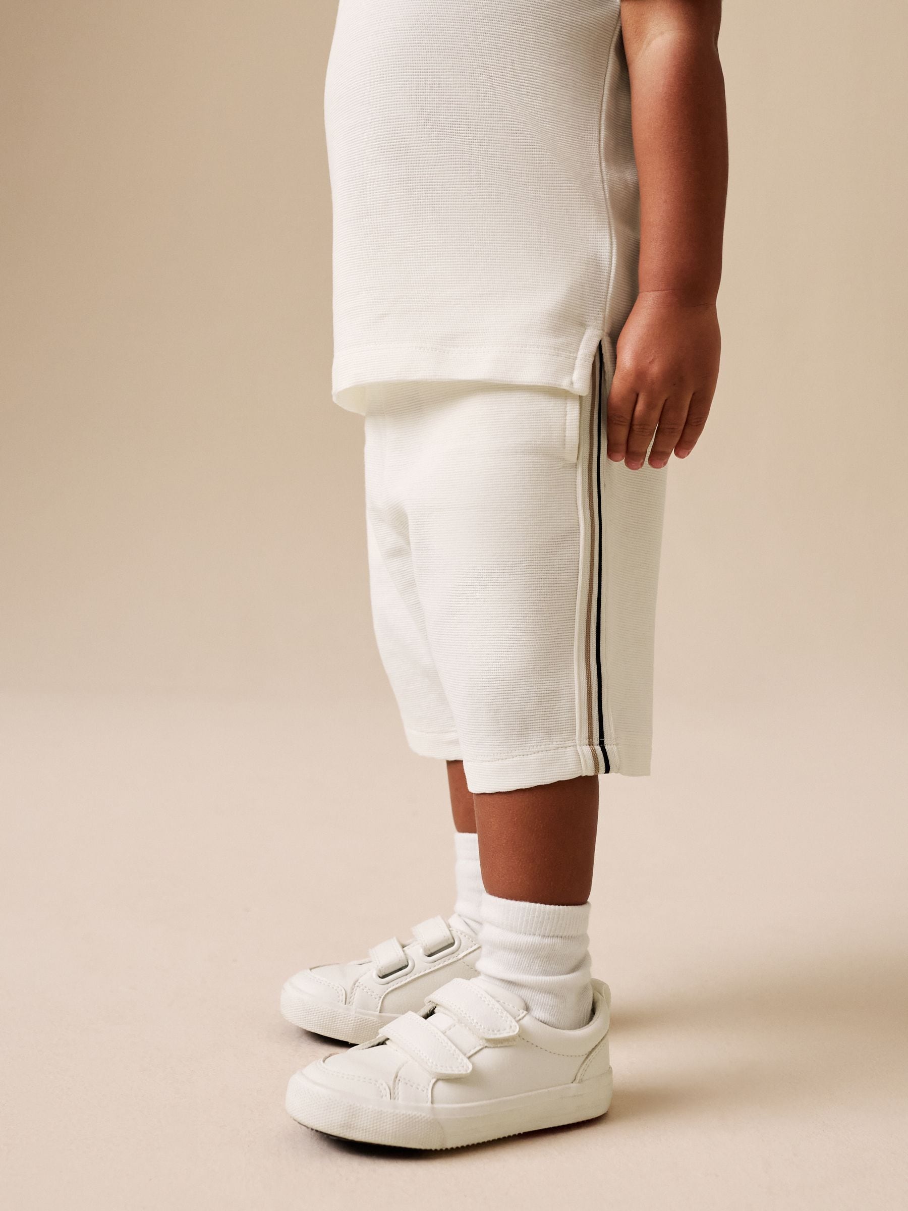 White Zip Neck Short Sleeve Polo Shirt And Shorts Set (3mths-7yrs) image 5