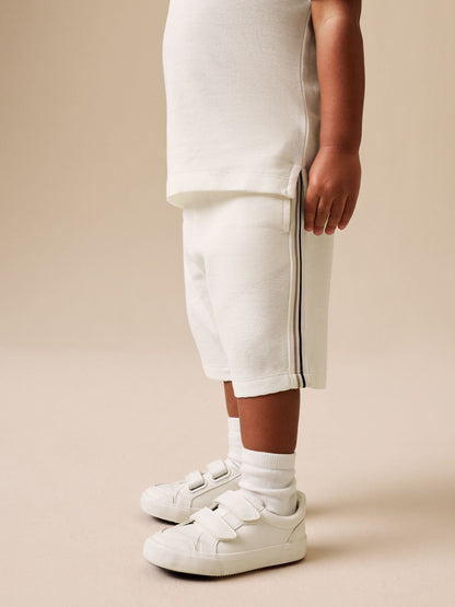 White Zip Neck Short Sleeve Polo Shirt And Shorts Set (3mths-7yrs) image 5