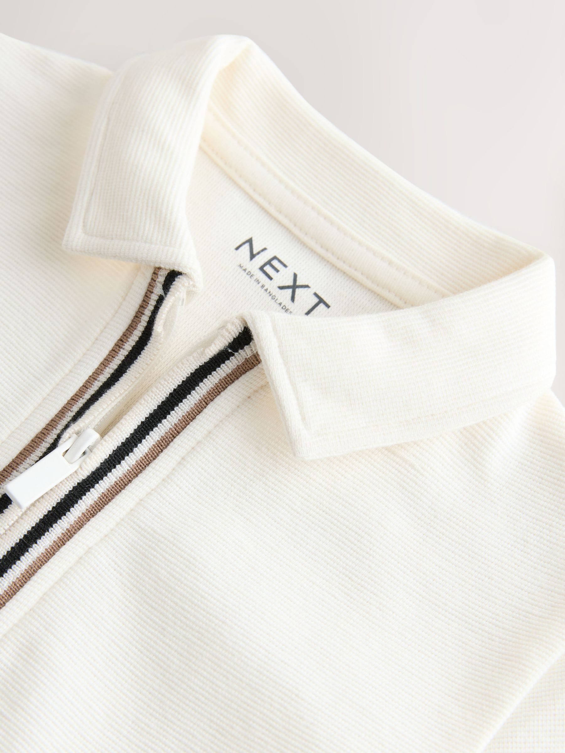 White Zip Neck Short Sleeve Polo Shirt And Shorts Set (3mths-7yrs) image 9