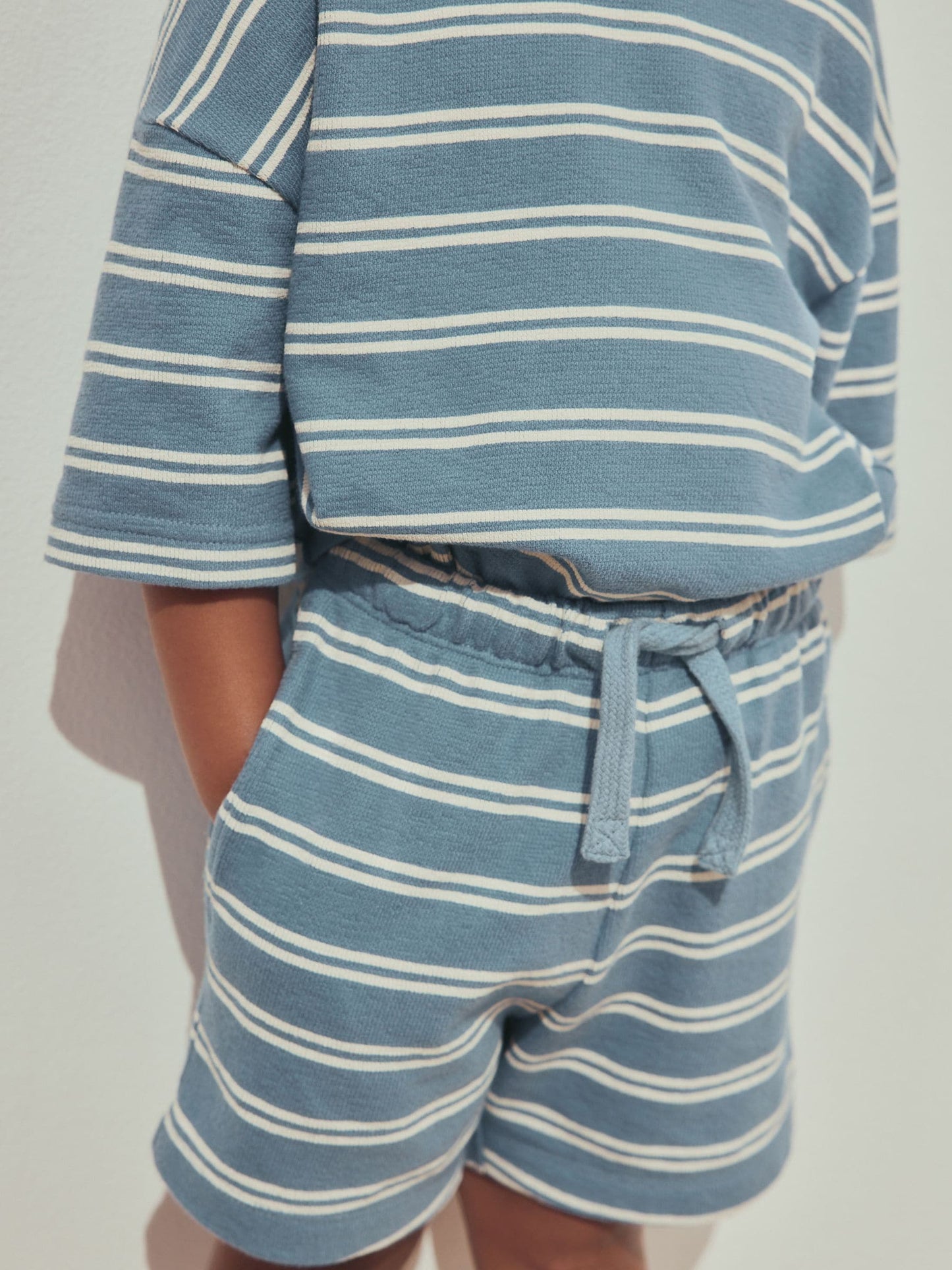 Blue Stripe Short Sleeve All-Over Print T-Shirt and Shorts Set (3mths-7yrs) image 2