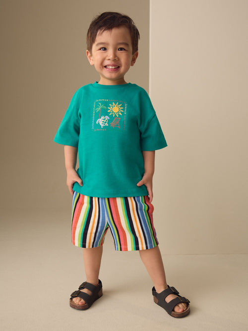 Dsiney Kidz - Green Beach Short Sleeve T-Shirt and Shorts Set (3mths-7yrs) image 1