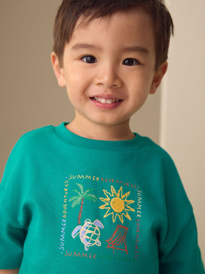 Green Beach Short Sleeve T-Shirt and Shorts Set (3mths-7yrs) image 3