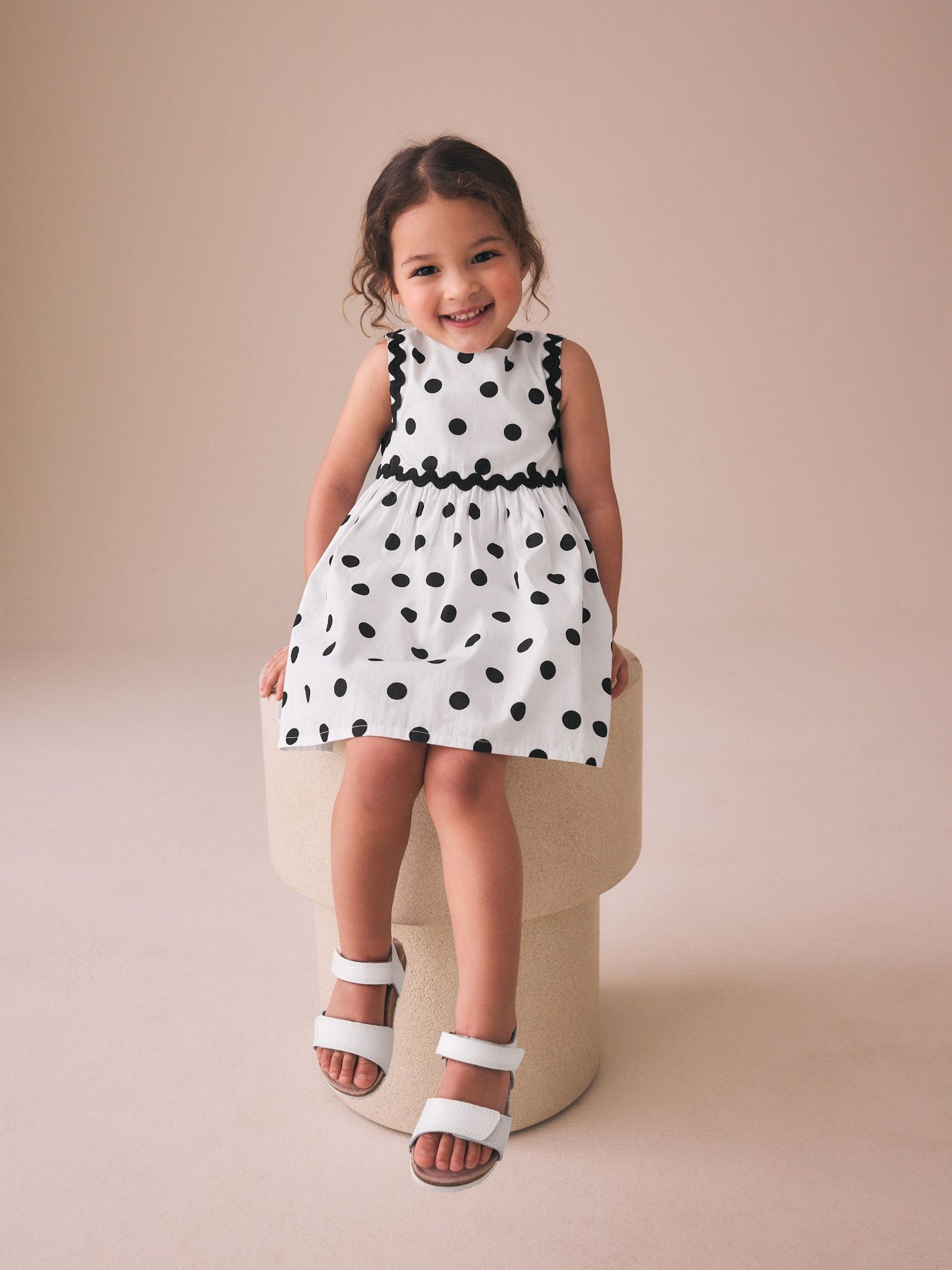 Monochrome Spot Ric Rac Dress (3mths-8yrs) image 2