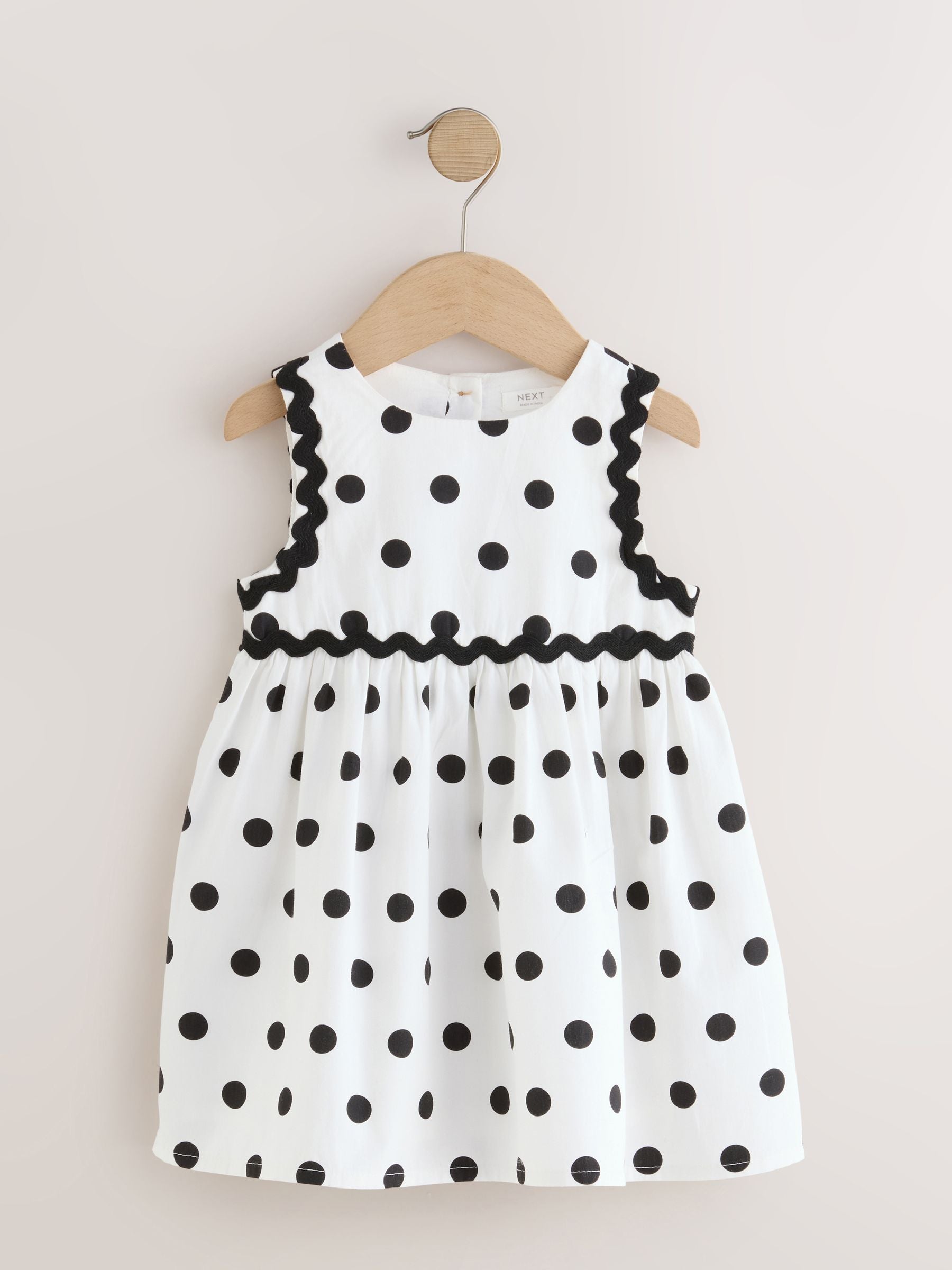 Monochrome Spot Ric Rac Dress (3mths-8yrs) image 6