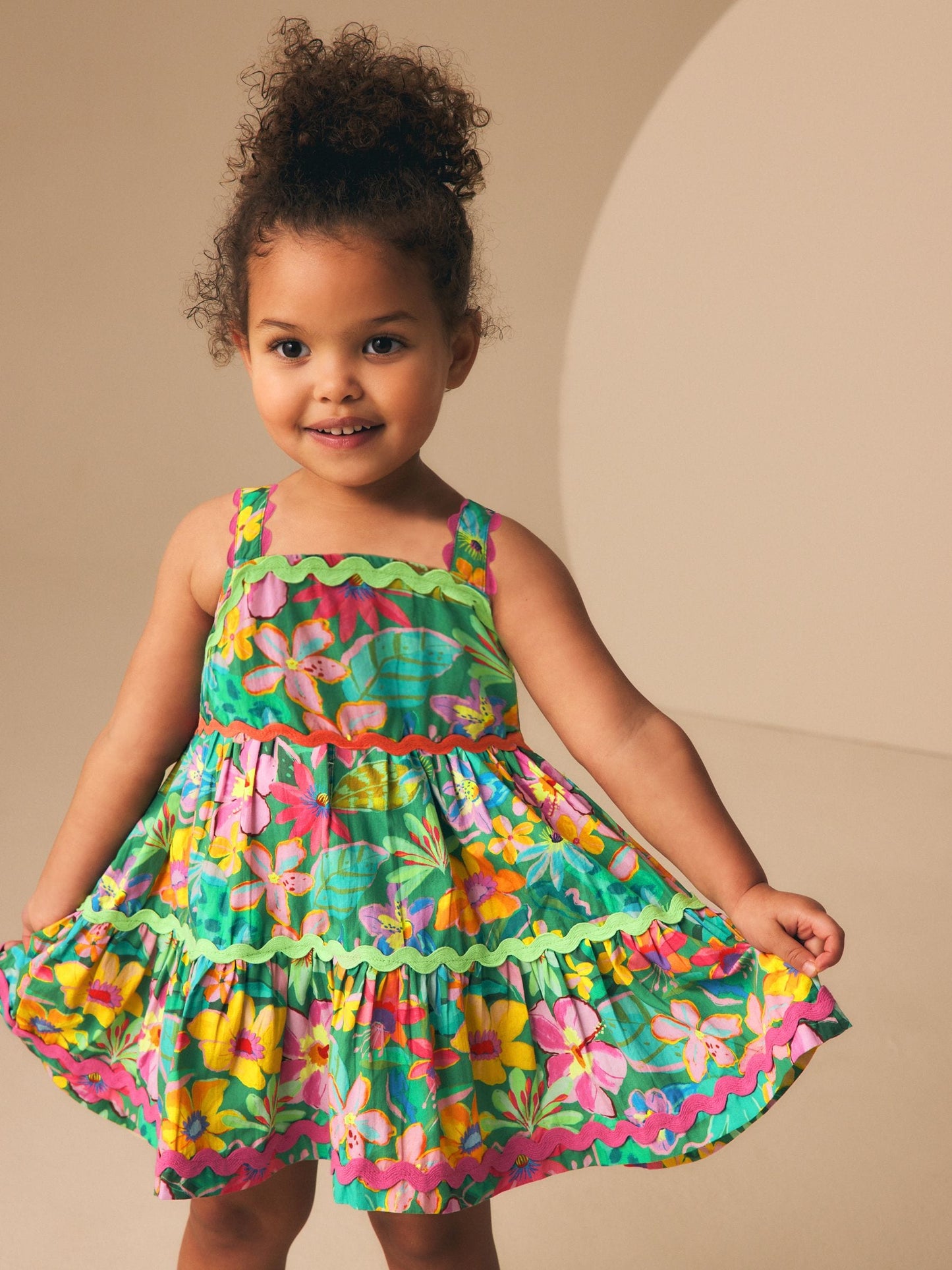 Green Tropical Ric Rac Summer Dress (3mths-8yrs) image 1