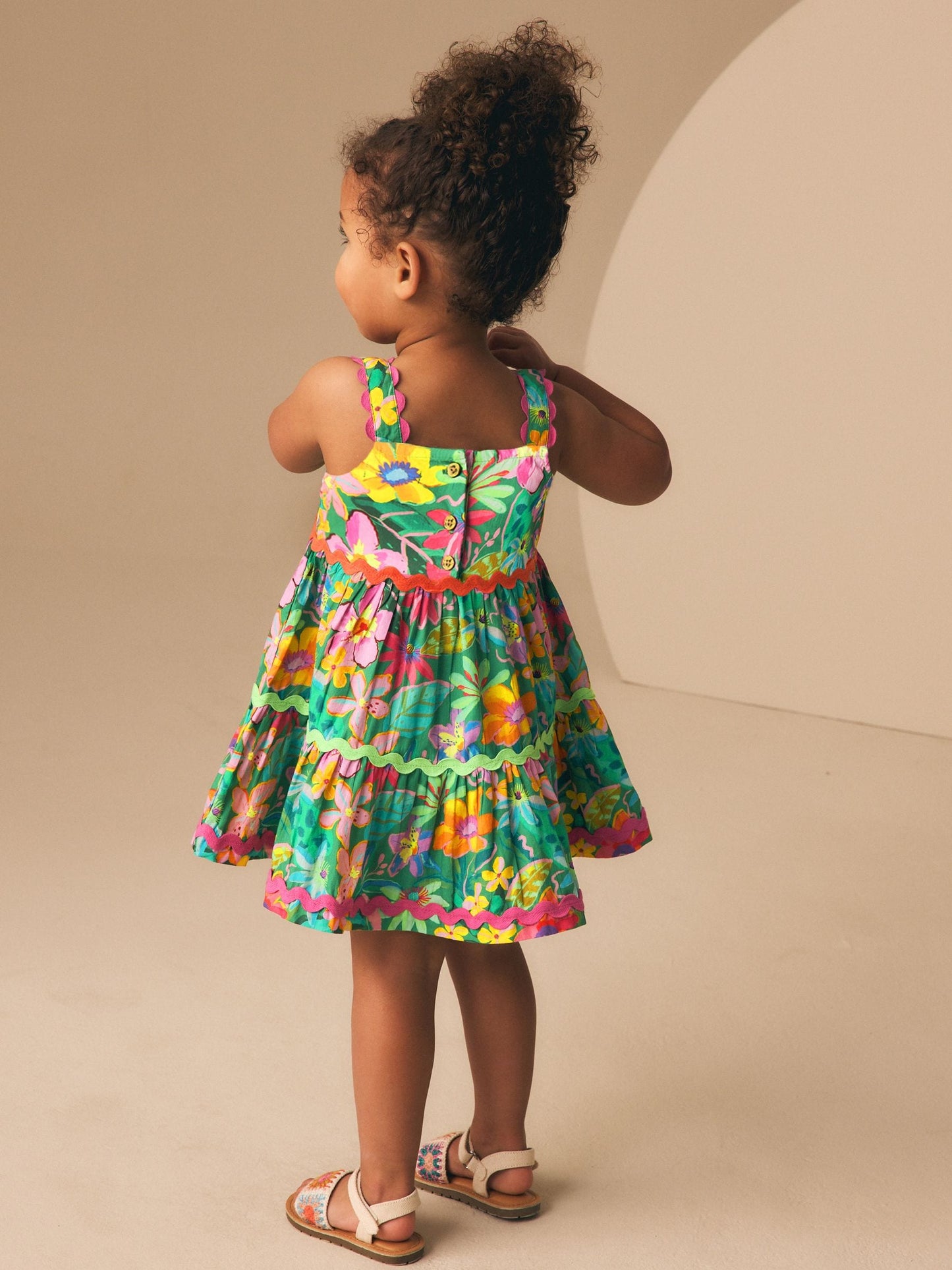 Green Tropical Ric Rac Summer Dress (3mths-8yrs) image 2