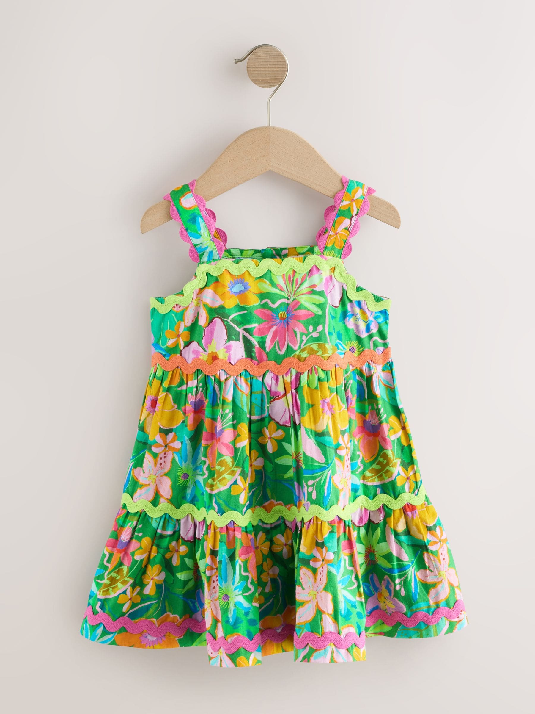 Green Tropical Ric Rac Summer Dress (3mths-8yrs) image 4