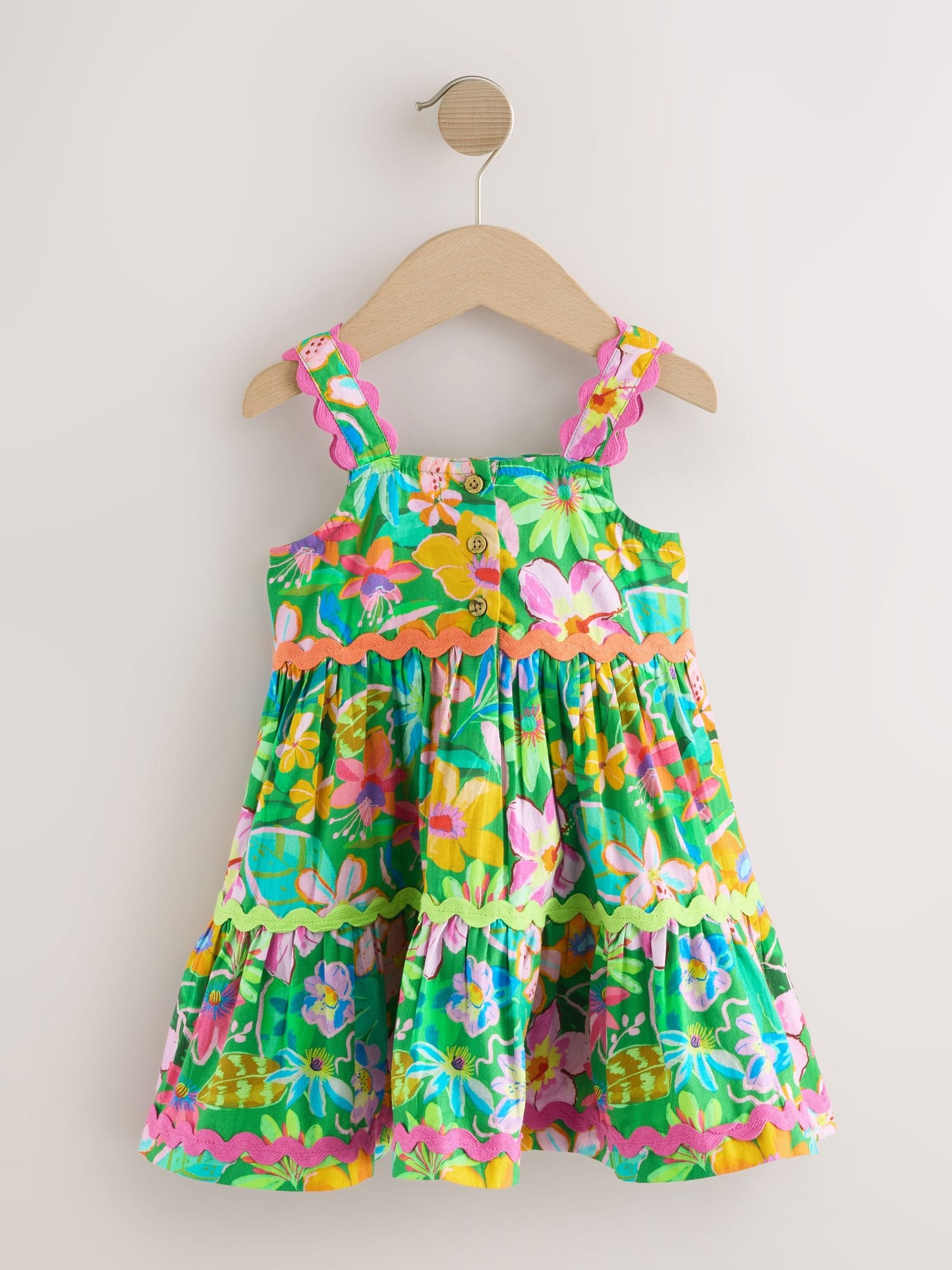 Green Tropical Ric Rac Summer Dress (3mths-8yrs) image 5
