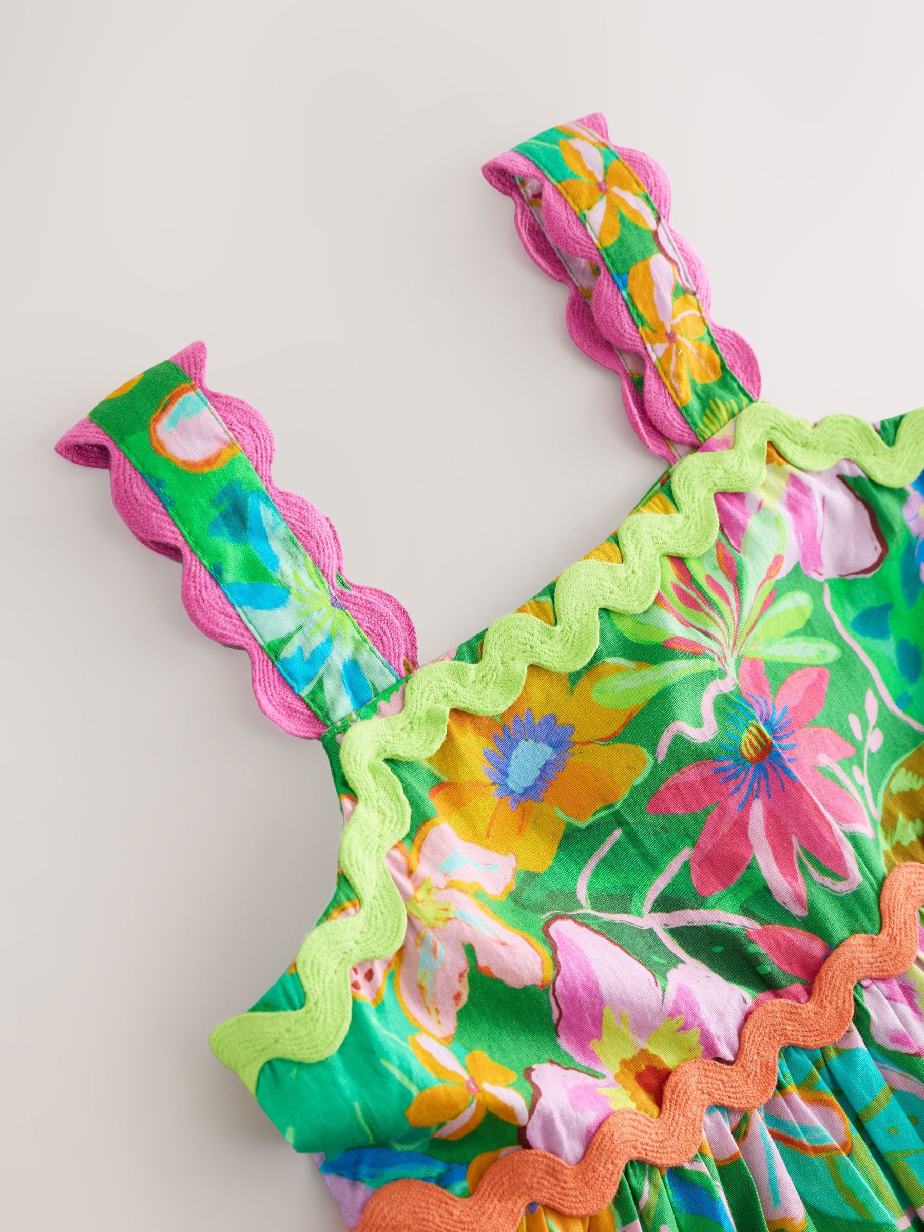 Green Tropical Ric Rac Summer Dress (3mths-8yrs) image 6