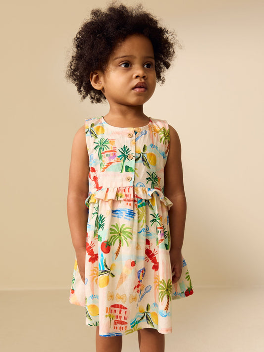 Multi Print Sleeveless Peplum Dress (3mths-8yrs) image 2