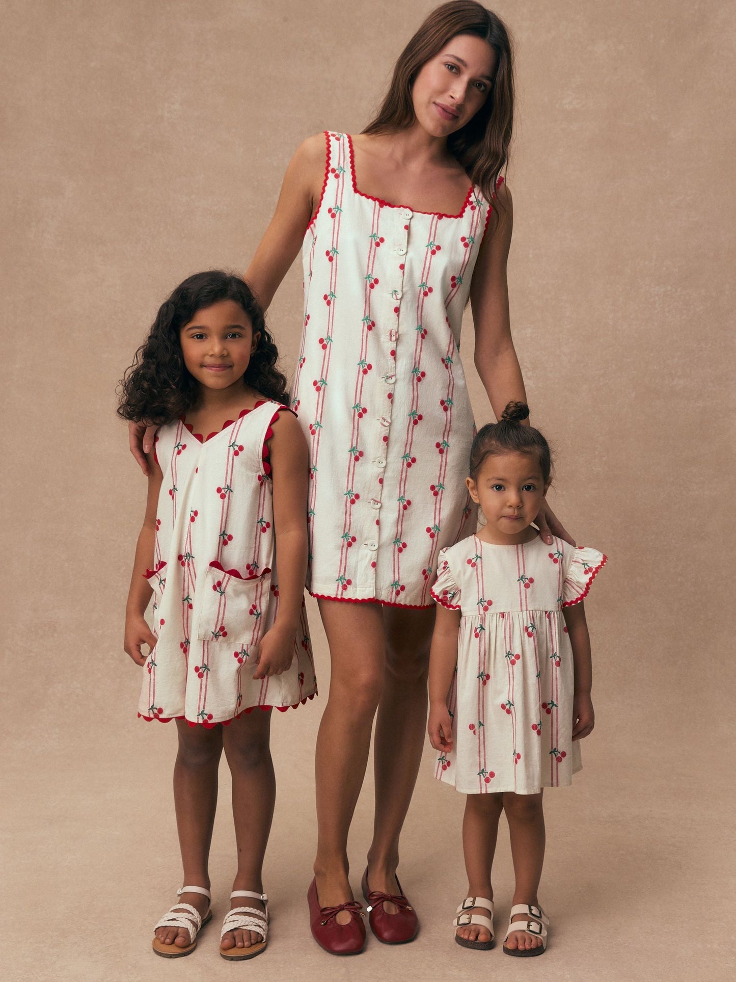 Red/Ecru Cherry Ric Rac Frill Sleeve Dress (3mths-8yrs) image 3