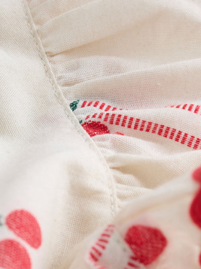 Red/Ecru Cherry Ric Rac Frill Sleeve Dress (3mths-8yrs) image 8
