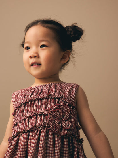 Chocolate Brown Gingham Corsage Dress (3mths-8yrs) image 2