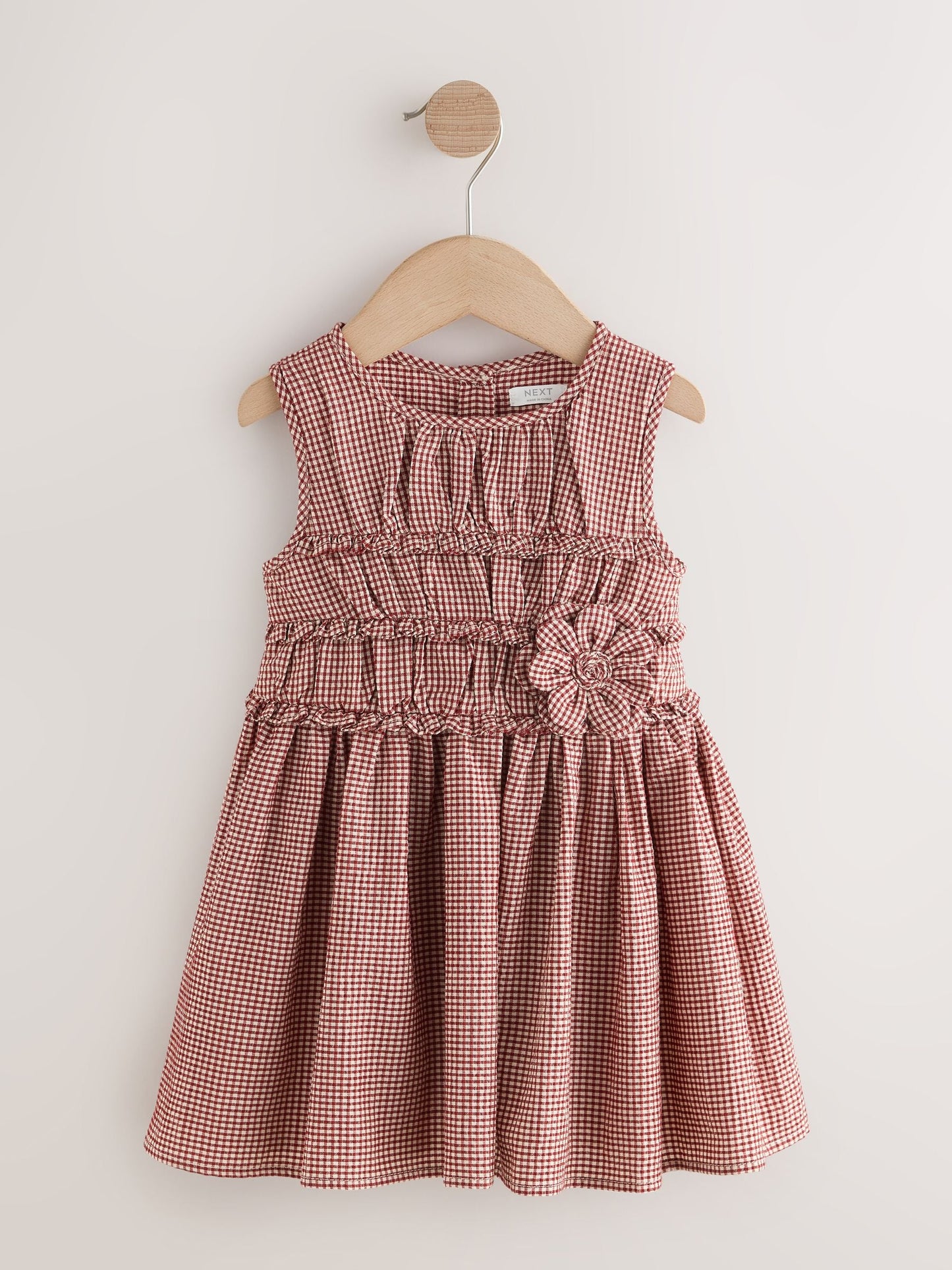Chocolate Brown Gingham Corsage Dress (3mths-8yrs) image 4