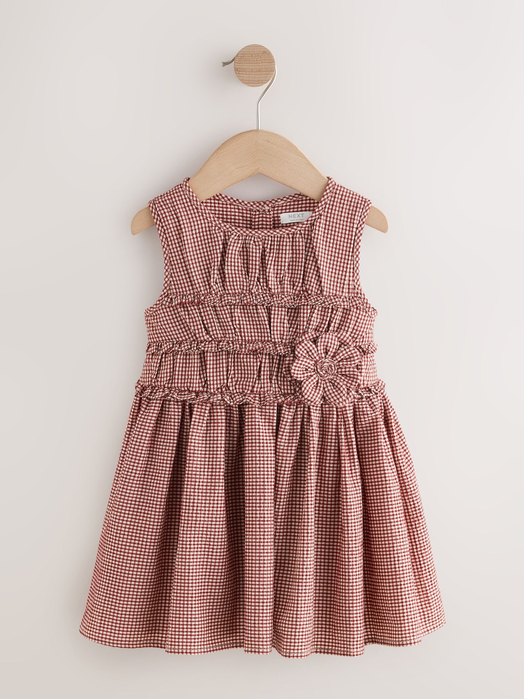 Chocolate Brown Gingham Corsage Dress (3mths-8yrs) image 4