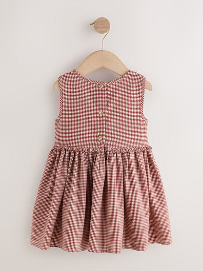 Chocolate Brown Gingham Corsage Dress (3mths-8yrs) image 5