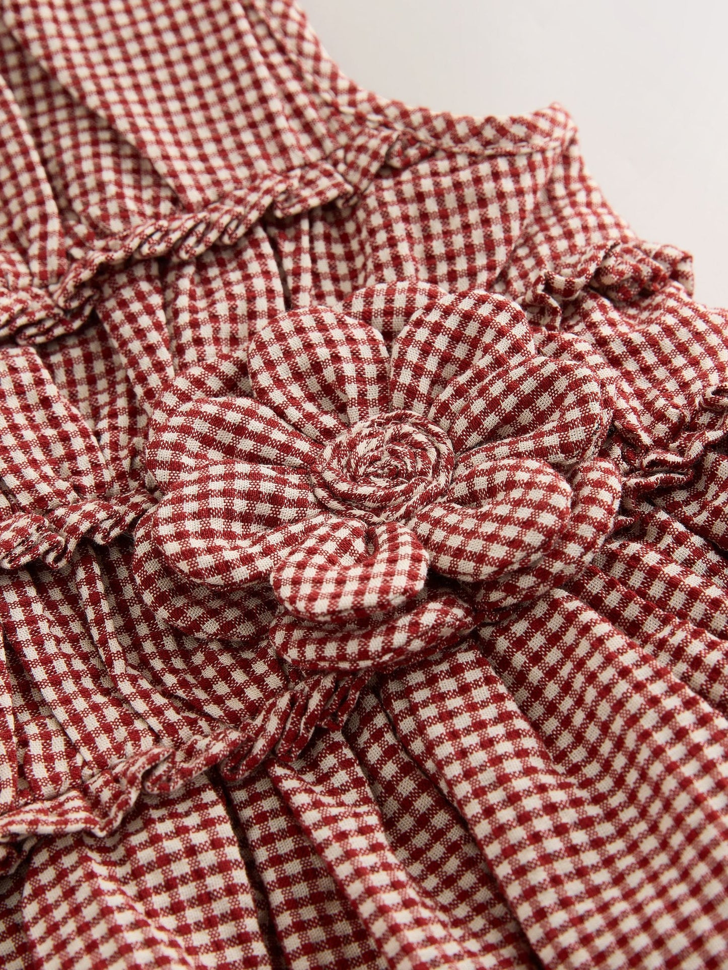 Chocolate Brown Gingham Corsage Dress (3mths-8yrs) image 7