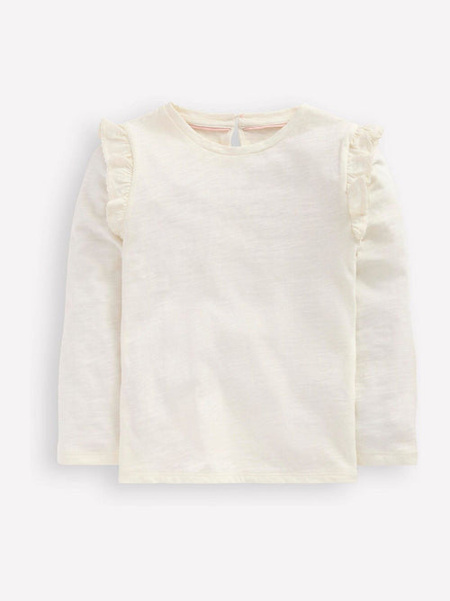 Boden Natural Frill Sleeve Slub Top image 1