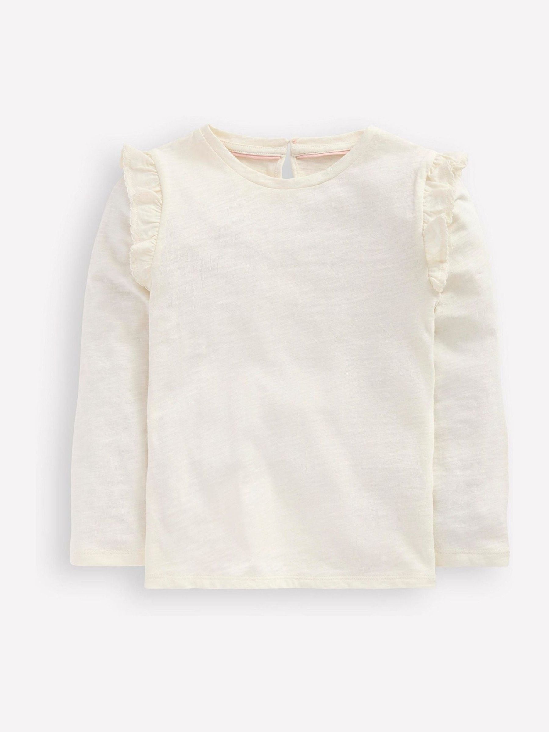 Boden Natural Frill Sleeve Slub Top image 1