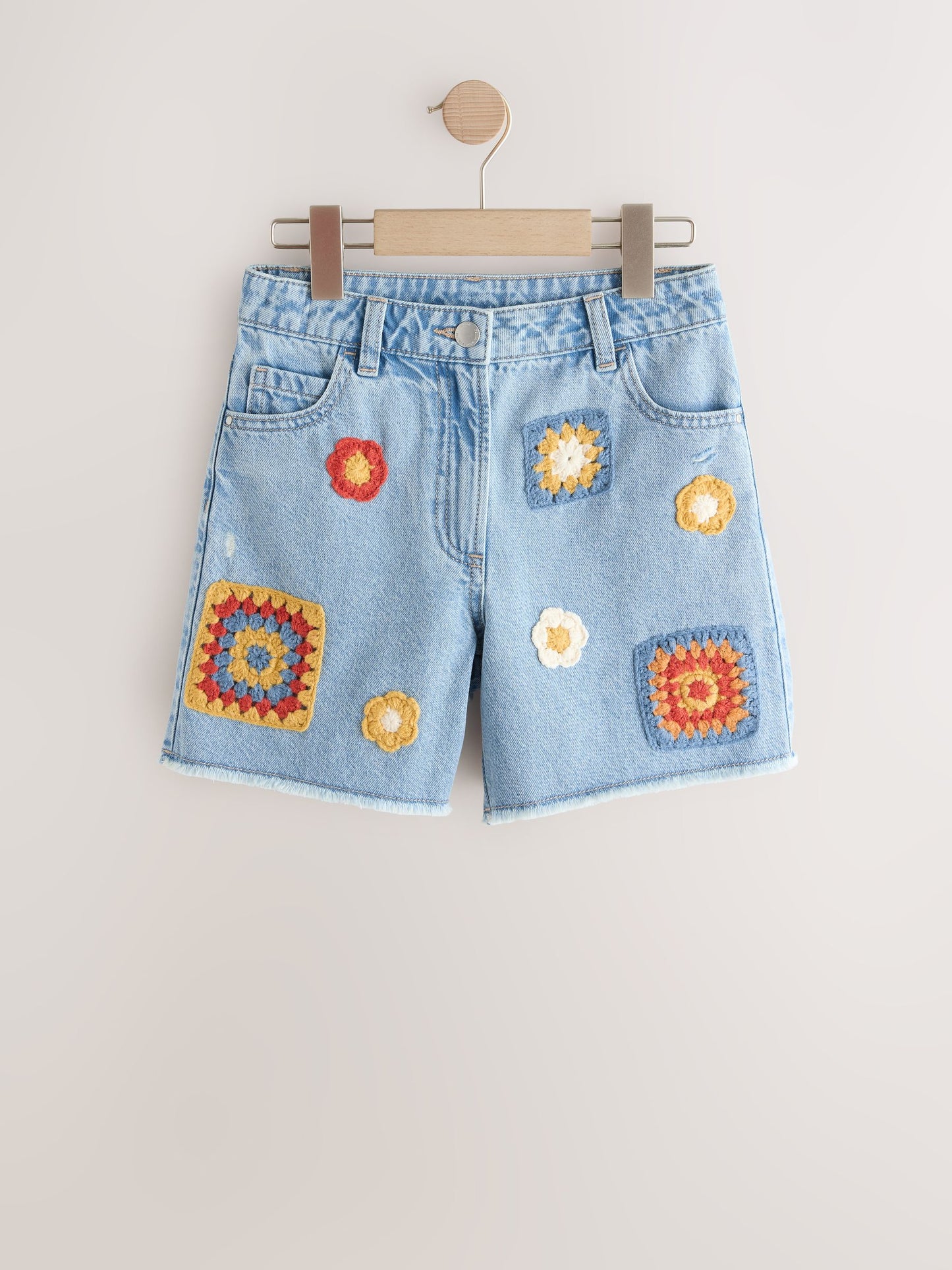 Dsiney Kidz - Mid Blue Denim Crochet Applique Crochet Denim Shorts (3-16yrs) image 5
