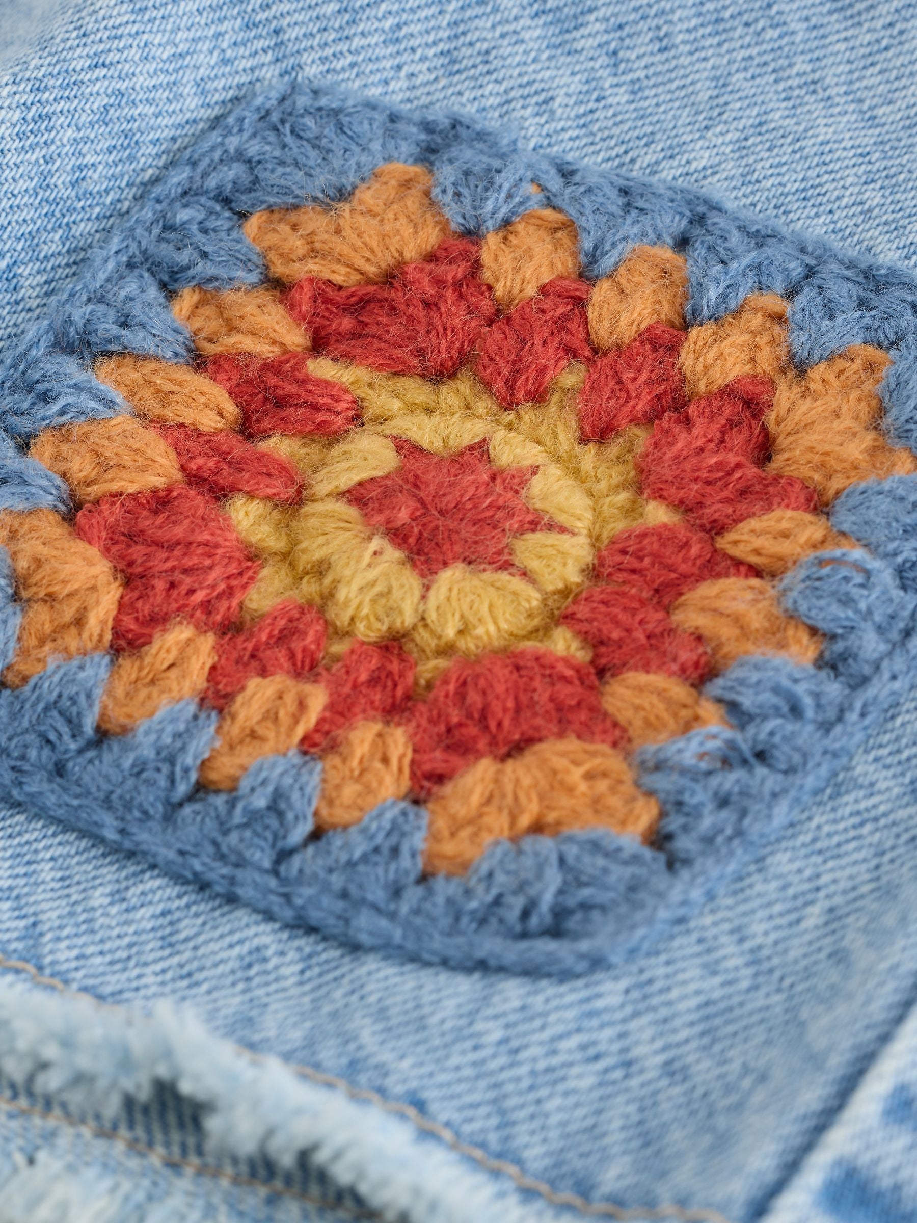 Dsiney Kidz - Mid Blue Denim Crochet Applique Crochet Denim Shorts (3-16yrs) image 7