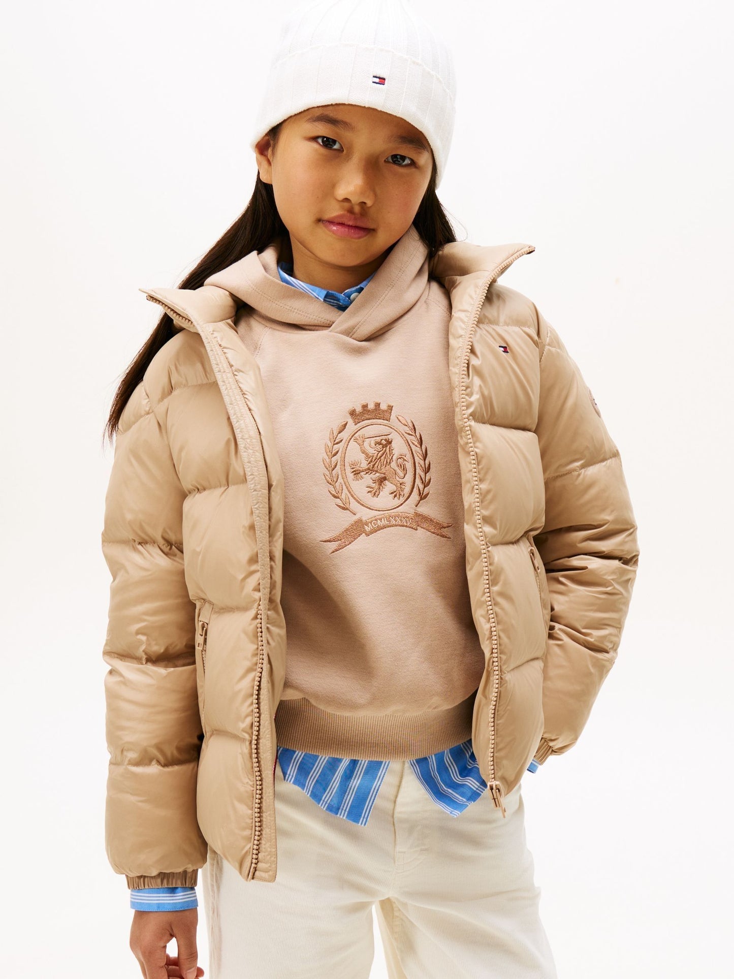 Dsiney Kidz - Tommy Hilfiger Brown Shiny Relaxed Hooded Puffer Jacket image 1