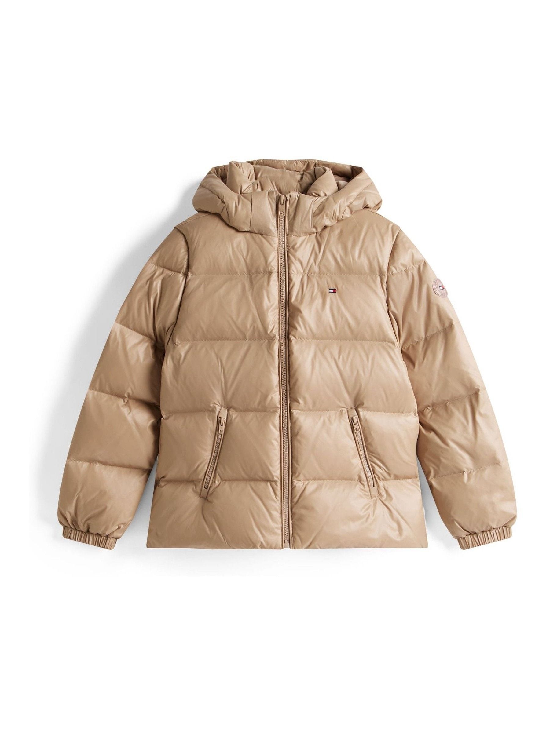Dsiney Kidz - Tommy Hilfiger Brown Shiny Relaxed Hooded Puffer Jacket image 5
