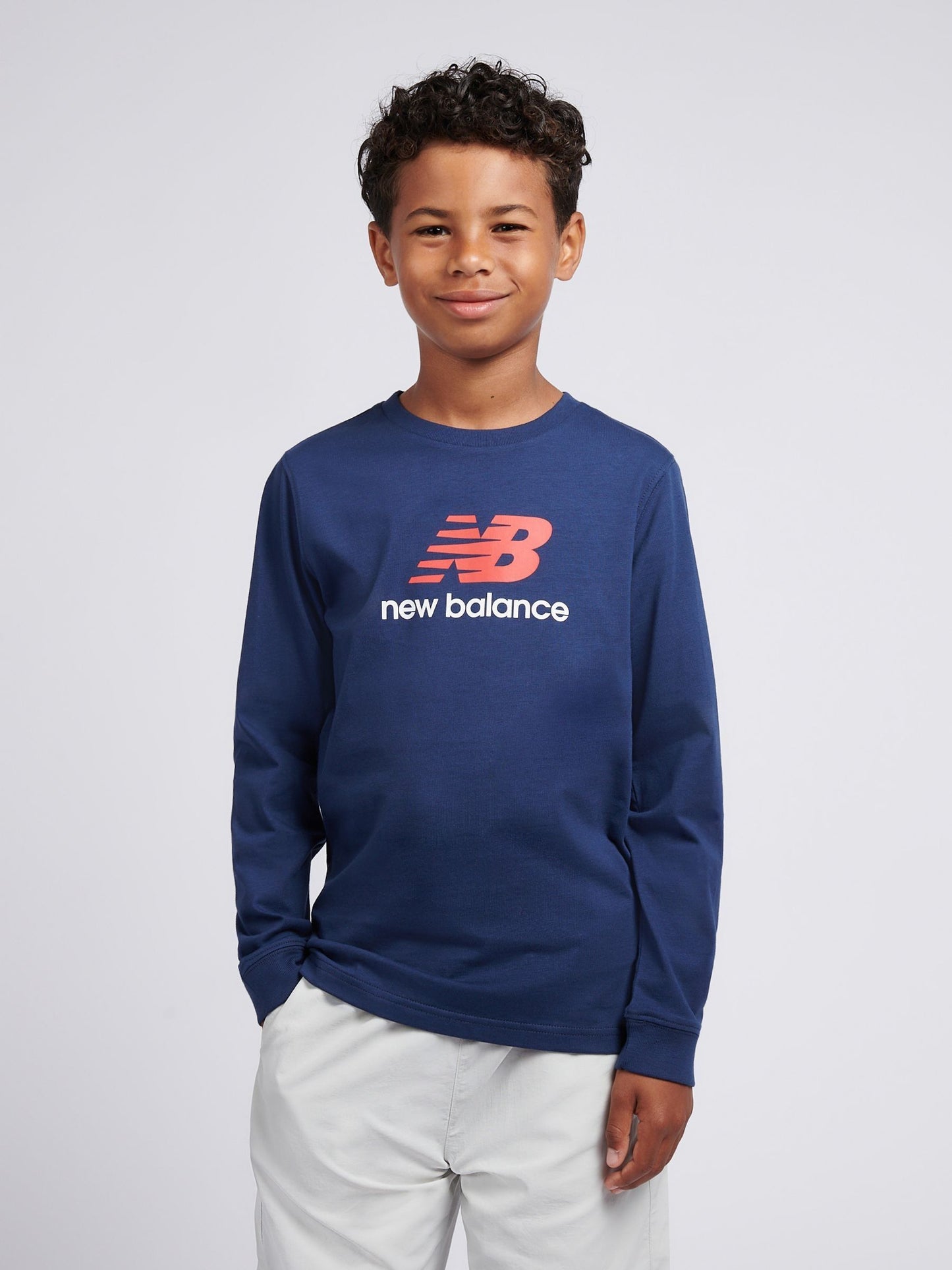 Dsiney Kidz - New Balance Blue Jersey Stacked Logo Long Sleeve T-Shirt image 1