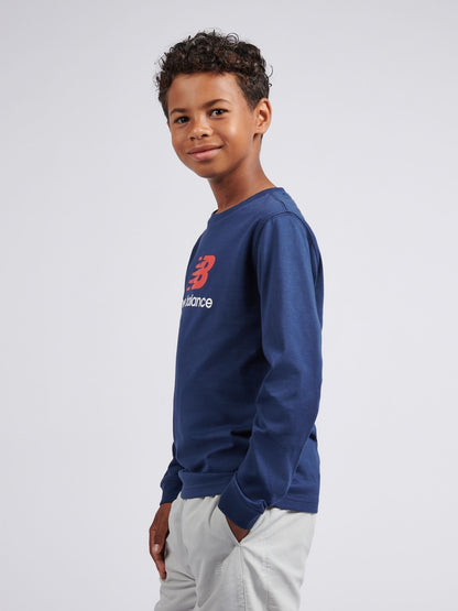 Dsiney Kidz - New Balance Blue Jersey Stacked Logo Long Sleeve T-Shirt image 2