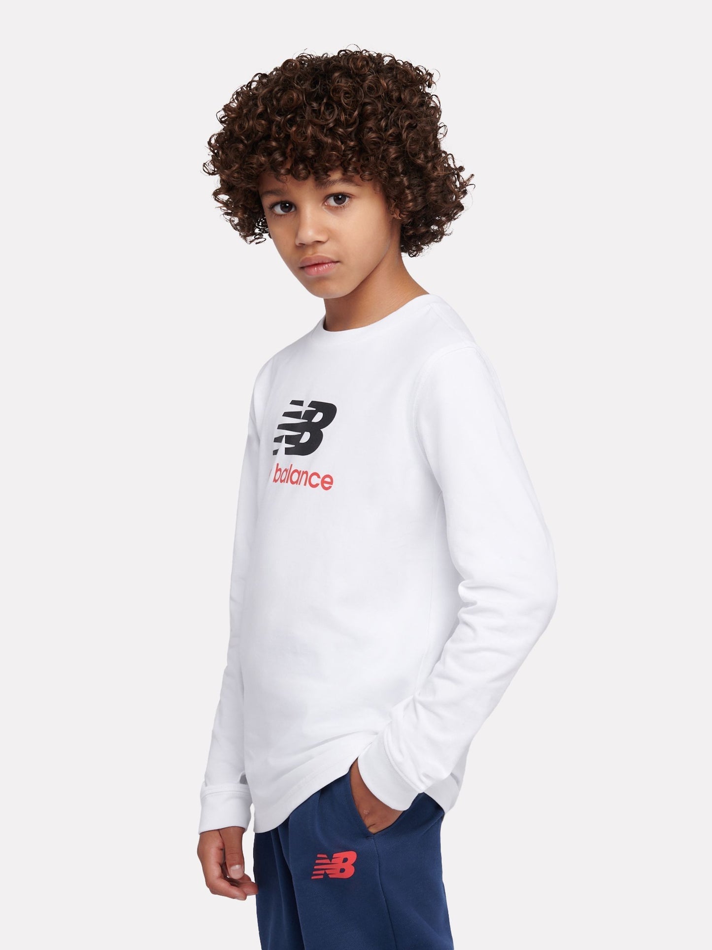 Dsiney Kidz - New Balance White Jersey Stacked Logo Long Sleeve T-Shirt image 2