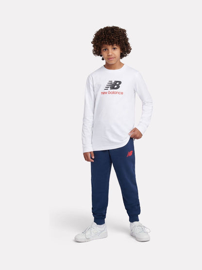 Dsiney Kidz - New Balance White Jersey Stacked Logo Long Sleeve T-Shirt image 5
