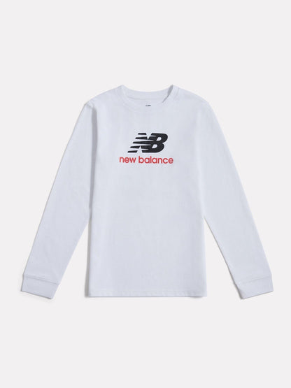 Dsiney Kidz - New Balance White Jersey Stacked Logo Long Sleeve T-Shirt image 6