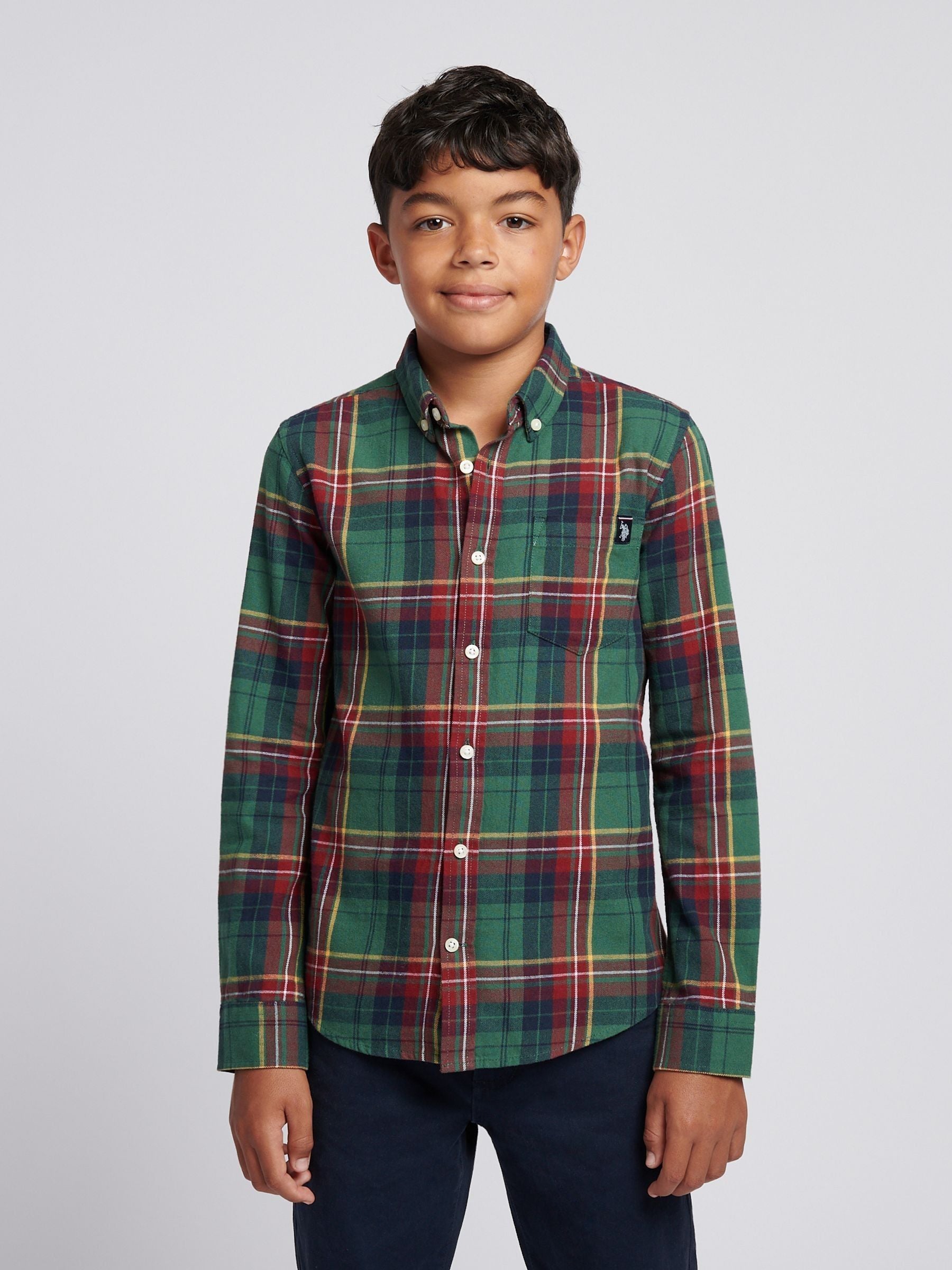 Dsiney Kidz - U.S. Polo Assn. Green Checked Buttondown Pocket Shirt image 1