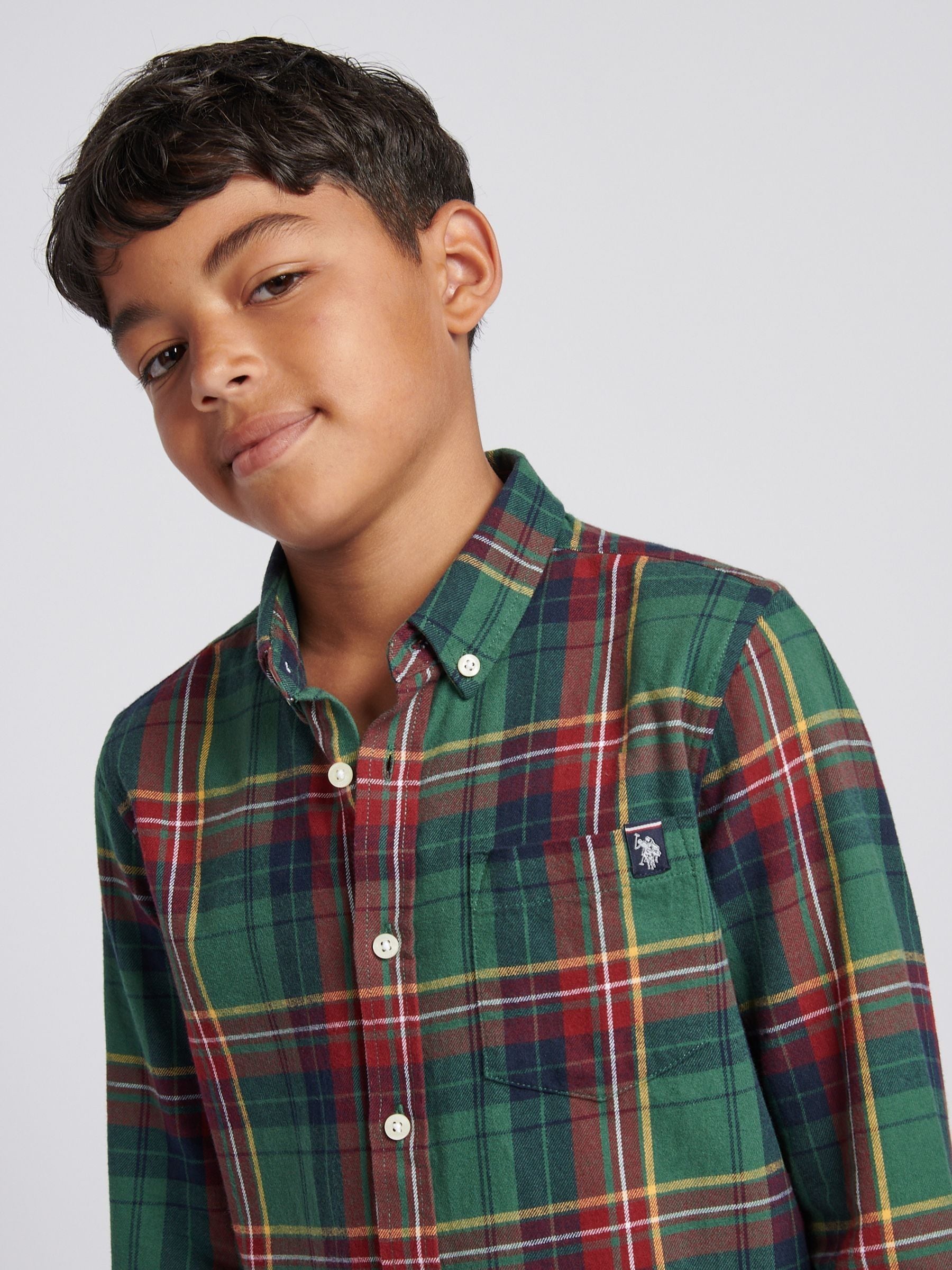 Dsiney Kidz - U.S. Polo Assn. Green Checked Buttondown Pocket Shirt image 4