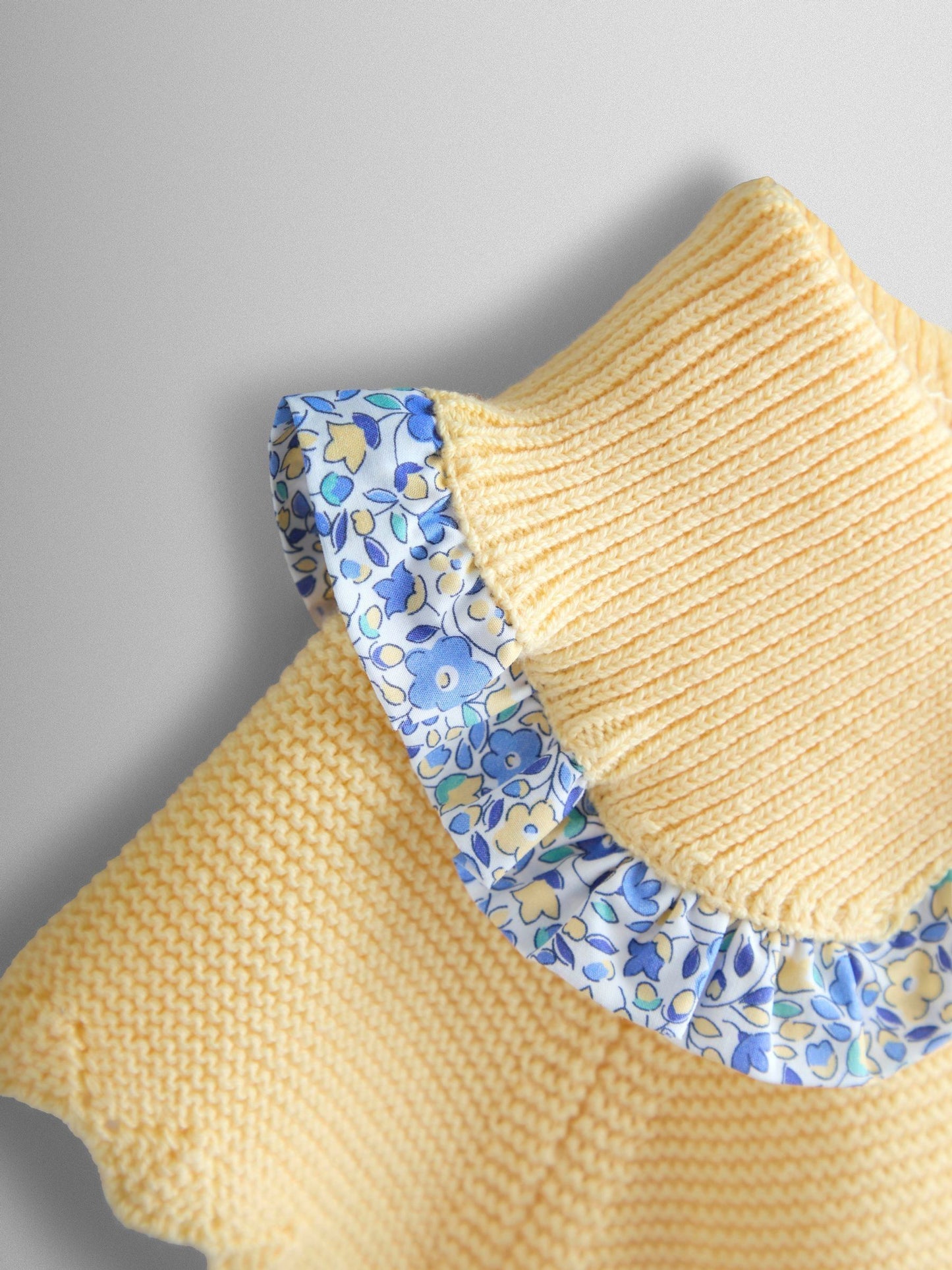 JoJo Maman Bébé Yellow Floral Embroidered Frill Collar Knitted Combo Dress image 3