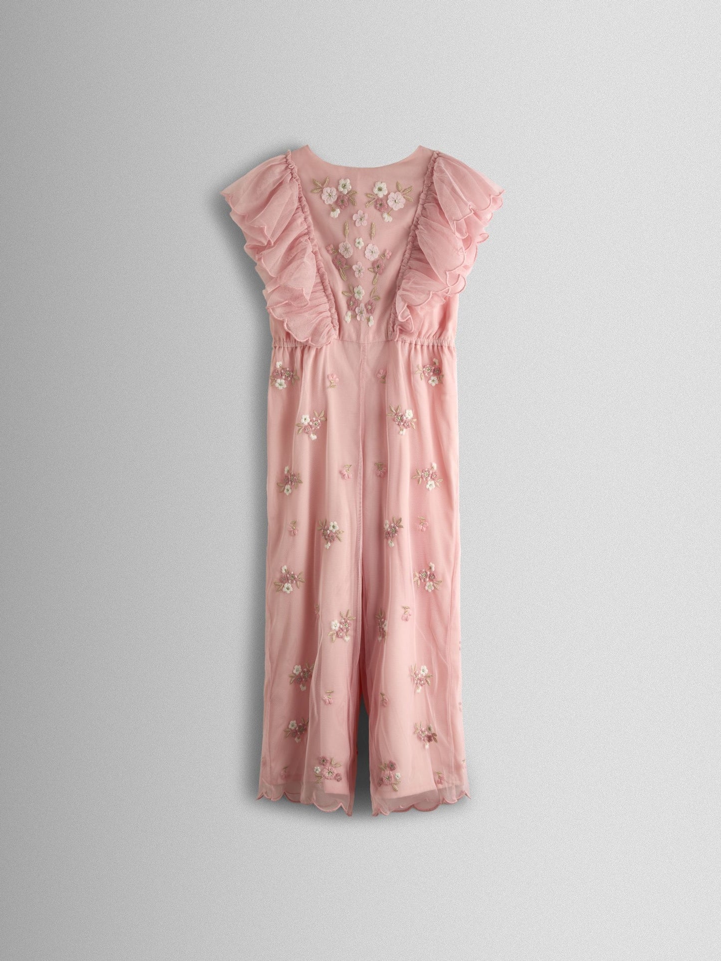 JoJo Maman Bébé Light Pink Tulle Embroidered Party Jumpsuit image 2