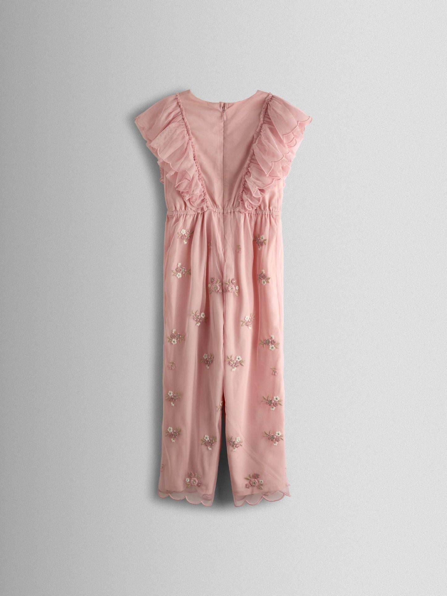 JoJo Maman Bébé Light Pink Tulle Embroidered Party Jumpsuit image 3